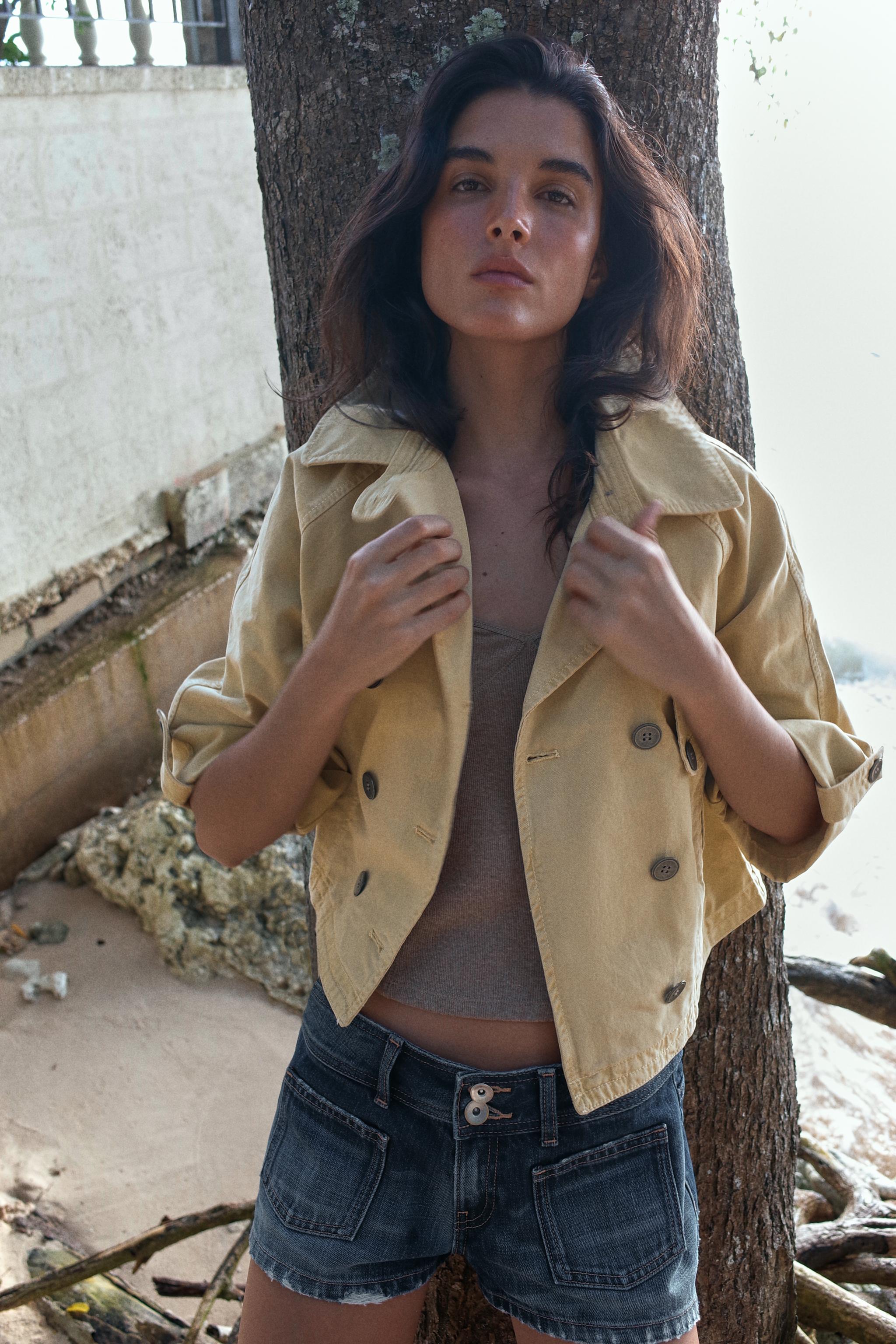 WASHED EFFECT SHORT TRENCH COAT